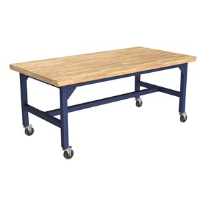 Industrial Table w/ Butcher Block Top - Navy