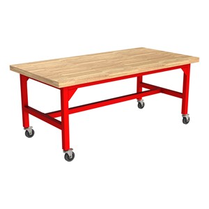 Industrial Table w/ Butcher Block Top (43" H) - Red