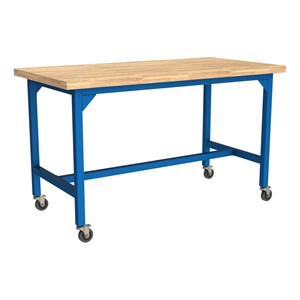 Industrial Table w/ Butcher Block Top - Brilliant Blue