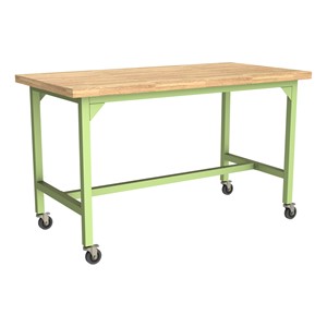 Industrial Table w/ Butcher Block Top - Green Apple