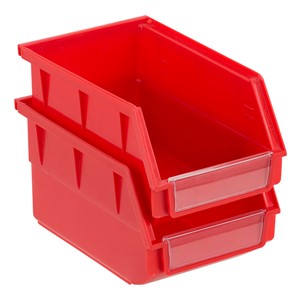 Medium Red Polypropylene Bin (5 1/2" W x 8 5/8" D x 5" H) - Stacked
