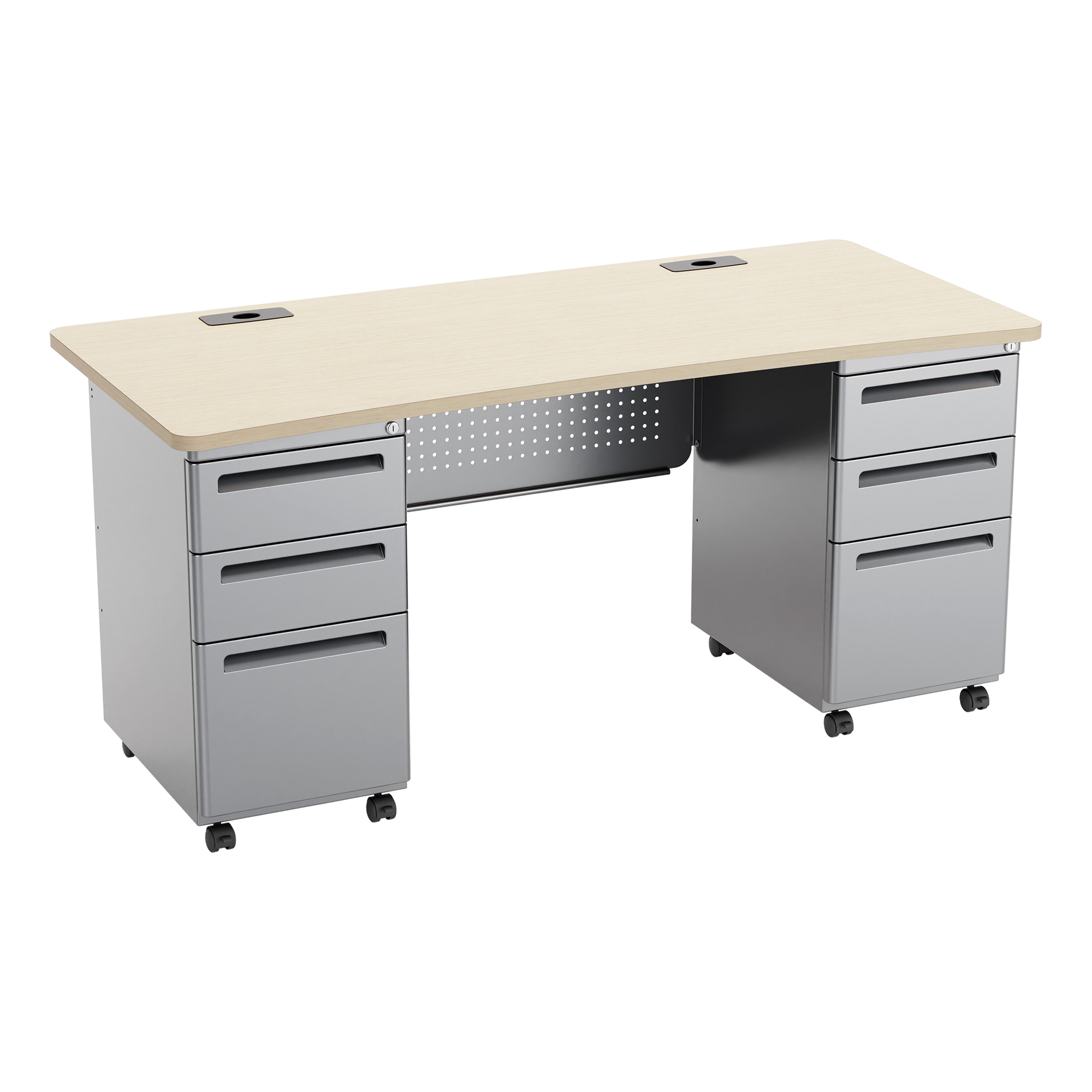 Modern Double Pedestal Teacher Desk (63.5" L)