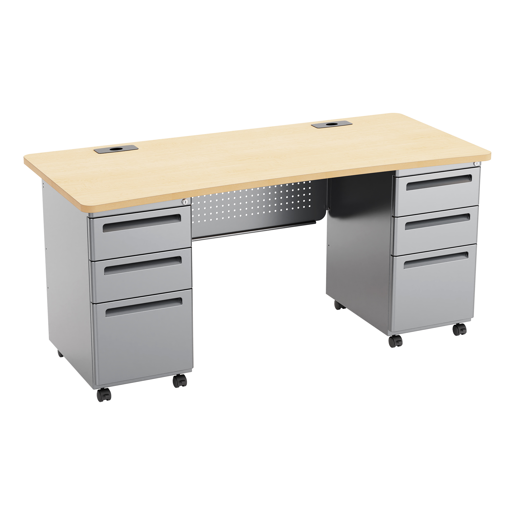 Modern Double Pedestal Teacher Desk (63.5" L)