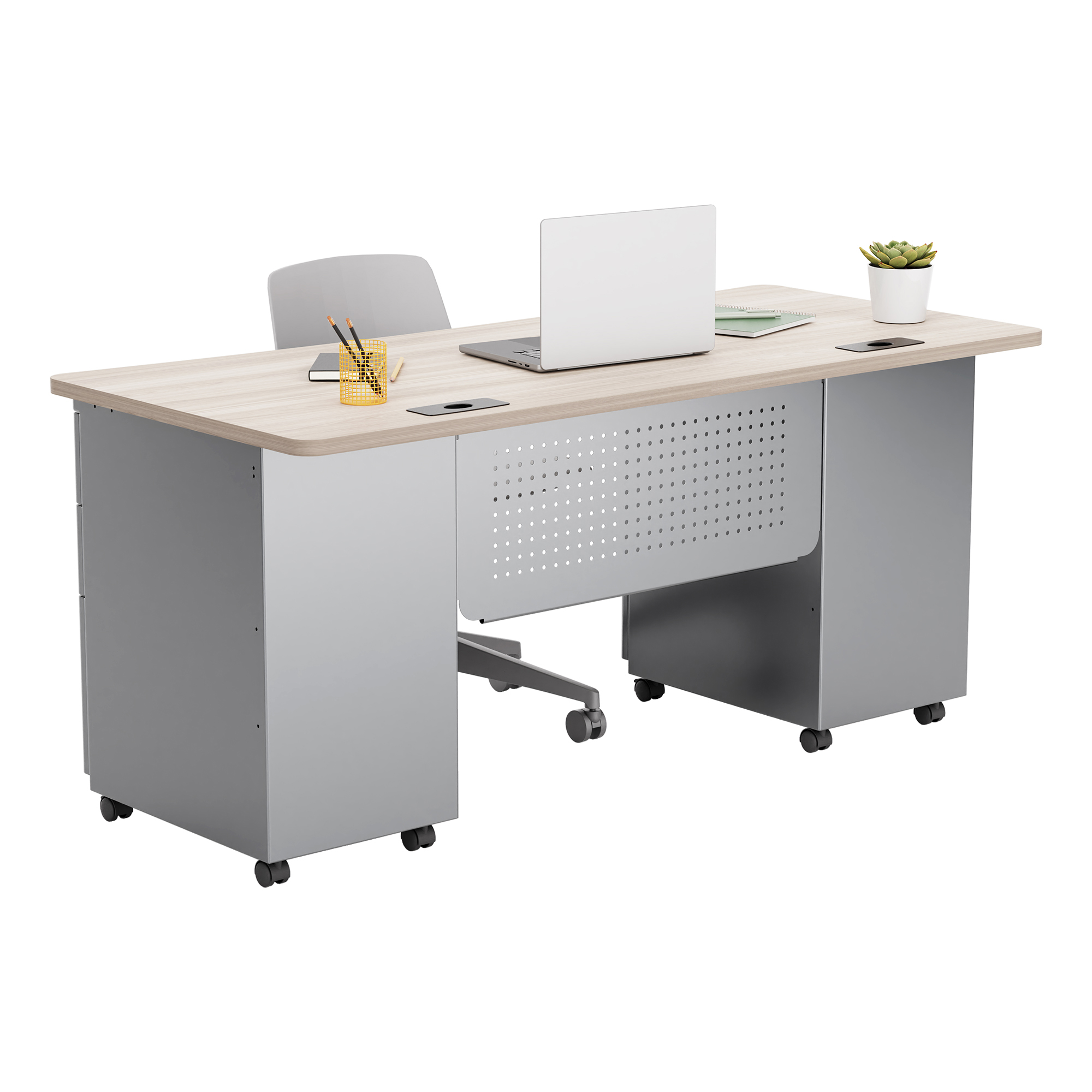 Modern Double Pedestal Teacher Desk (63.5" L)