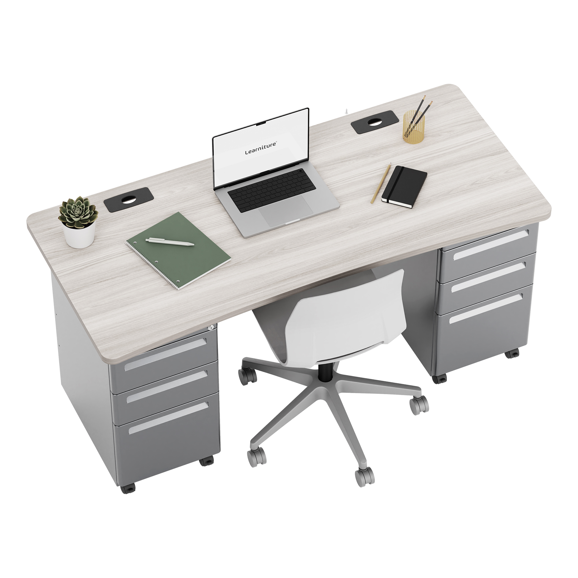 Modern Double Pedestal Teacher Desk (63.5" L)