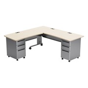 Modern L-Shaped Double Pedestal Mobile Teacher Desk