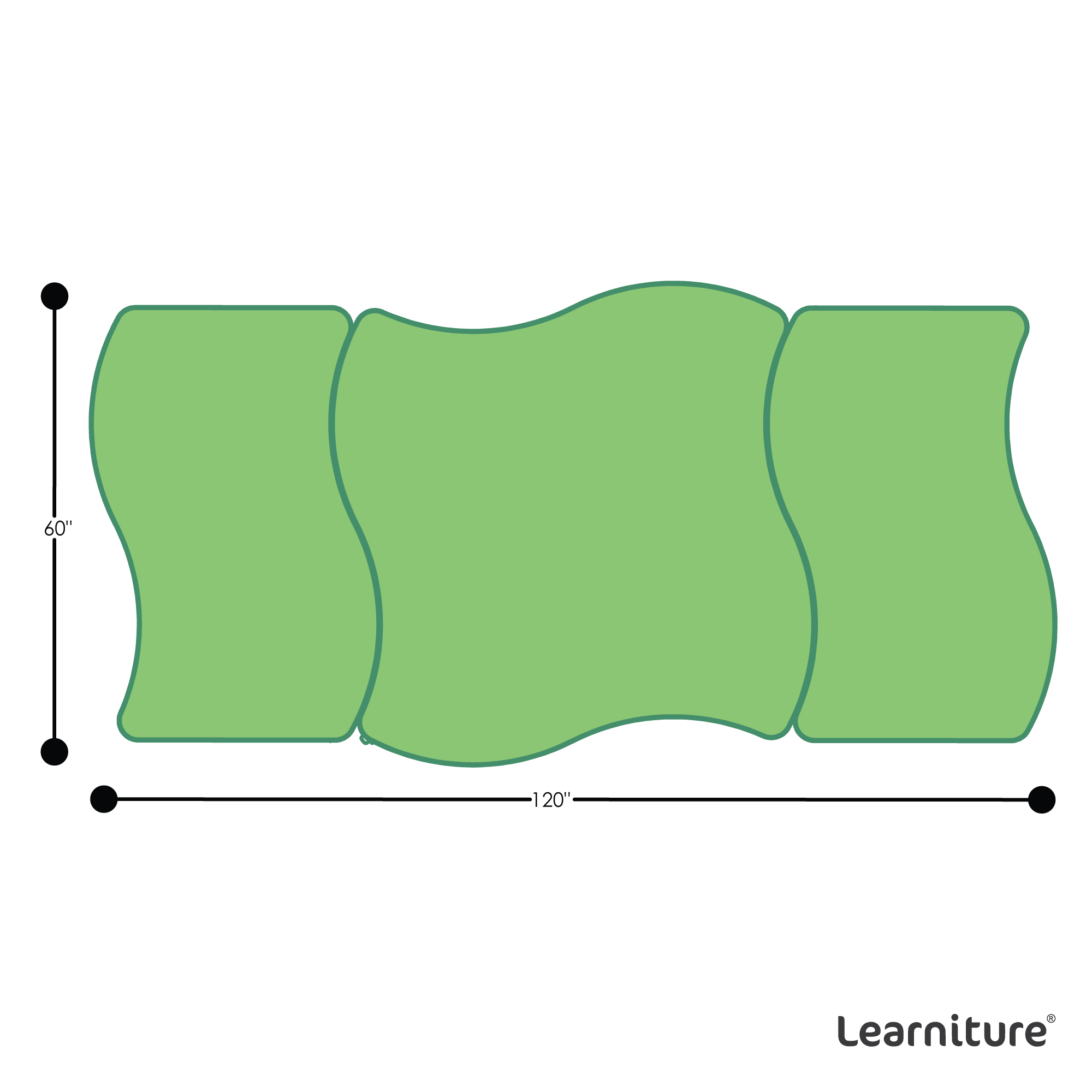 Structure Series Mobile Wave Collaborative Whiteboard Table - Grouped Footprint