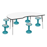 Kidney Activity Table w/ Whiteboard Top & Active Stool Set