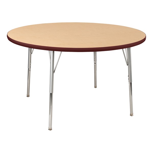 Round Activity Table - Maple Top/Wine Edge Band