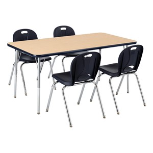 Rectangle Activity Table & Structure Series School Chair Set - Maple Top