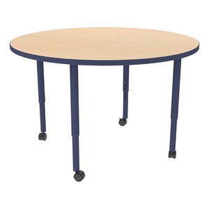 Shapes Accent Series Round Collaborative Table - Maple Top w/ Navy Legs