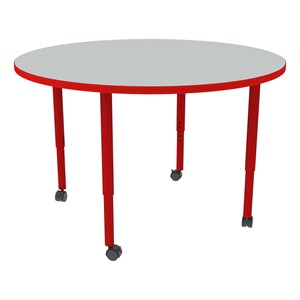 Shapes Accent Series Round Collaborative Table - North Sea Top w/ Red Legs