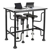 Swivel-Stool Cafe-Height Group Work Station w/ Whiteboard Top