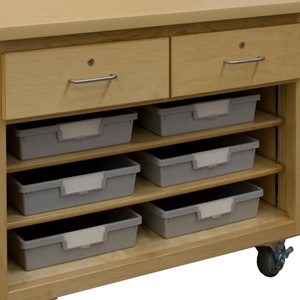 Mobile Project Support Cart w/ Two Adjustable Shelves & Doors