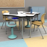 Boomerang Collaborative Desk w/ Whiteboard Top & Perforated Book Box