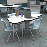 Hex Collaborative Desk w/ Whiteboard Top & Book Box
