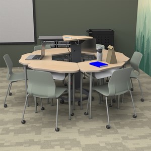 Hex Collaborative Desk w/ Laminate Top & Perforated Book Box
