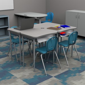 Rectangle Collaborative Desk w/ Laminate Top & Perforated Book Box
