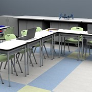 Rectangle Collaborative Desk w/ Whiteboard Top & Perforated Book Box