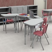 Trapezoid Collaborative Desk w/ Laminate Top & Perforated Book Box
