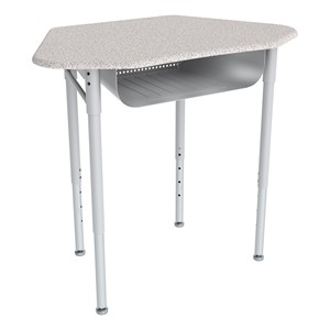 Hex Collaborative Desk w/ Solid Plastic Top & Perforated Metal Book Box