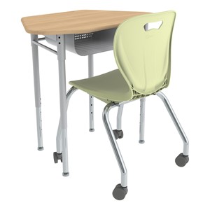 Hex Collaborative Desk w/ Solid Plastic Top & Perforated Metal Book Box