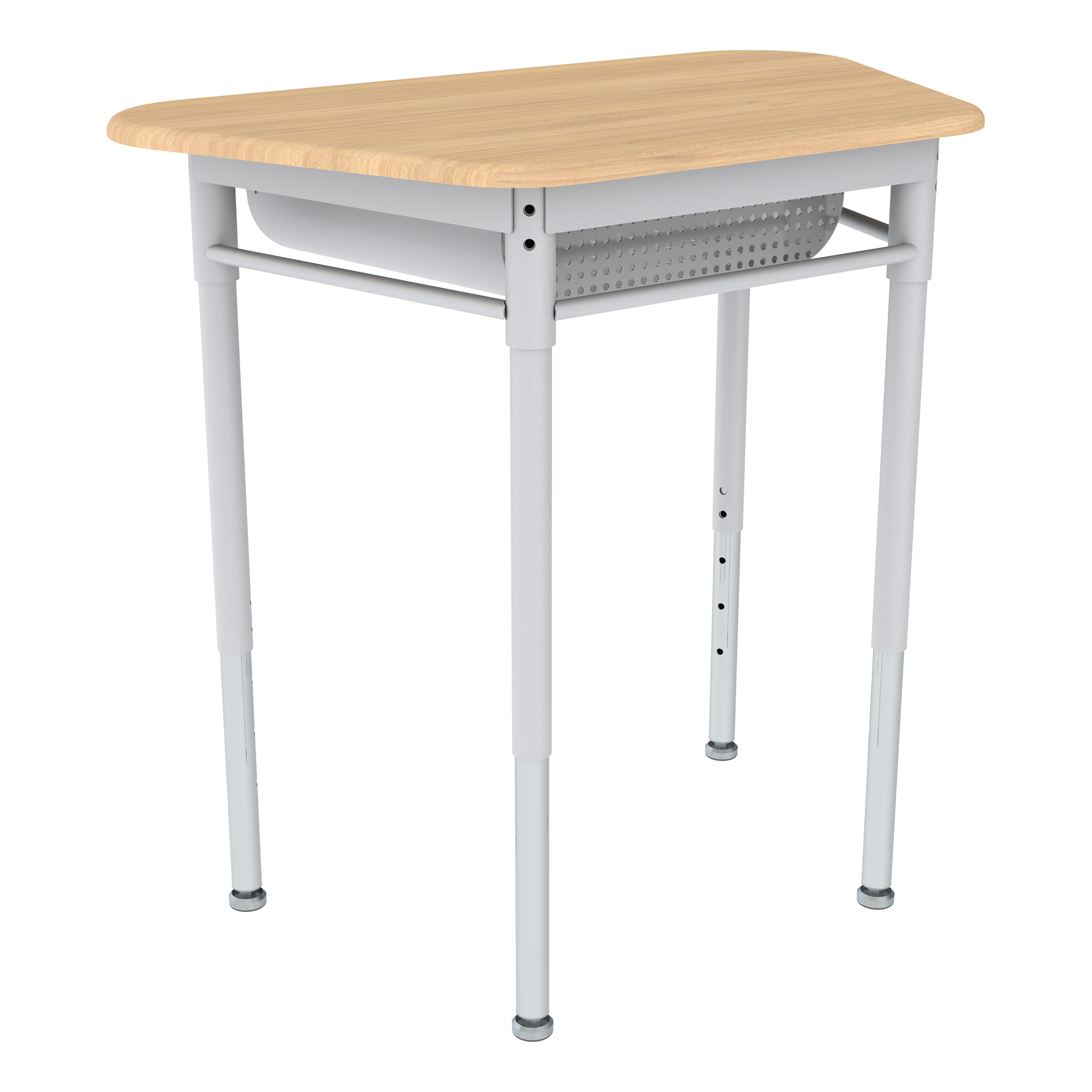 Trapezoid Collaborative Desk w/ Solid Plastic Top & Perforated Metal Book Box