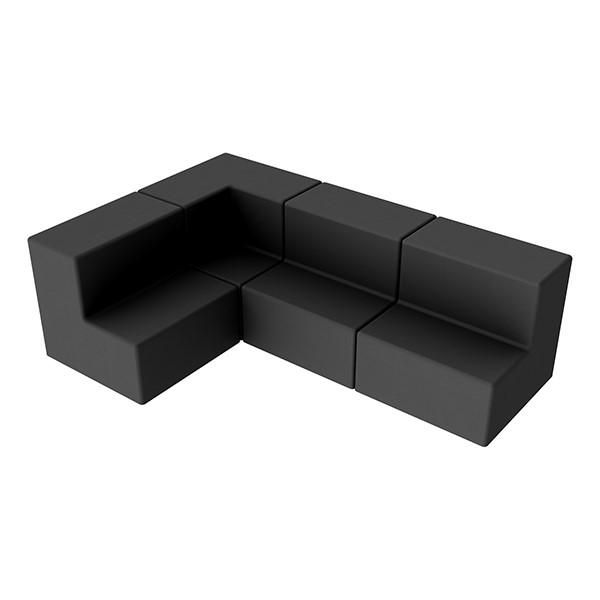Shapes Series II Vinyl Block Seating Set - L Shape - Black Smooth Grain