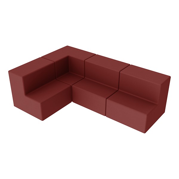 Shapes Series II Vinyl Block Seating Set - L Shape - Burgundy Smooth Grain