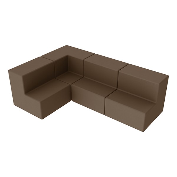 Shapes Series II Vinyl Block Seating Set - L Shape - Chocolate Smooth Grain