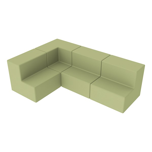 Shapes Series II Vinyl Block Seating Set - L Shape - Fern Green Smooth Grain
