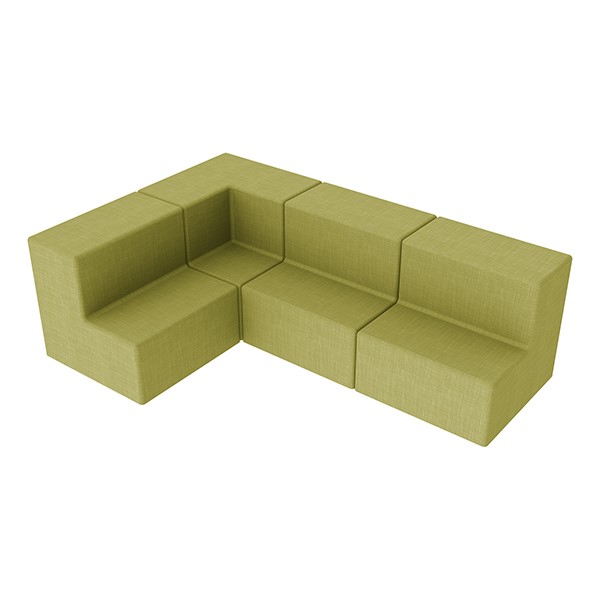 Shapes Series II Vinyl Block Seating Set - L Shape - Green Crosshatch