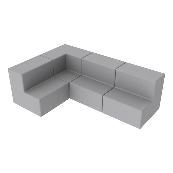 Shapes Series II Vinyl Block Seating Set - L Shape - Light Gray Smooth Grain