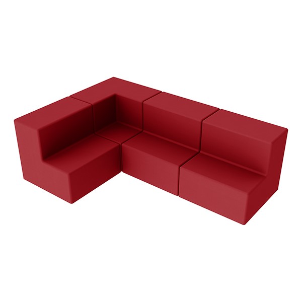 Shapes Series II Vinyl Block Seating Set - L Shape - Red Smooth Grain