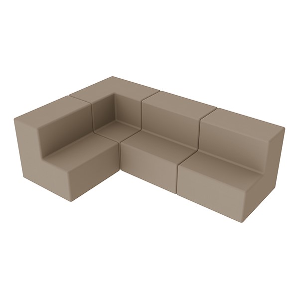 Shapes Series II Vinyl Block Seating Set - L Shape - Taupe Smooth Grain