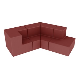 Shapes Series II Vinyl Block Seating Set - J Shape - Burgundy Smooth Grain