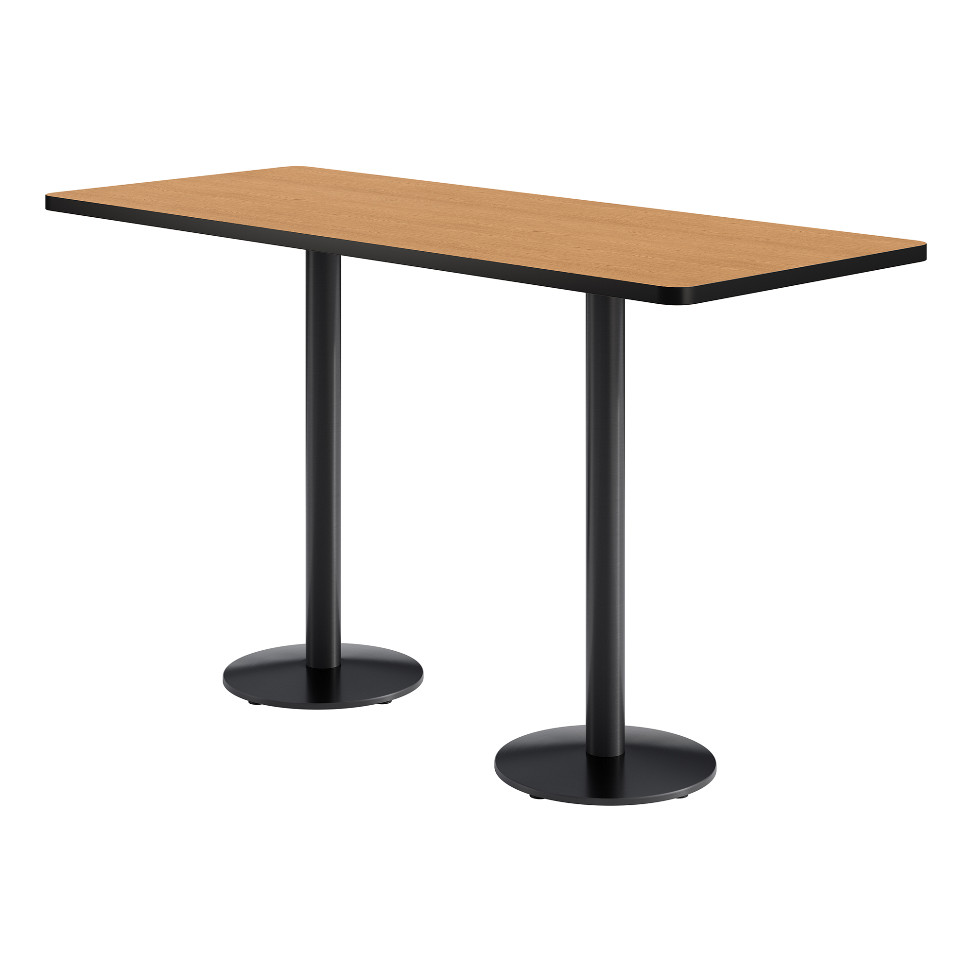 Rectangle Pedestal Bar-Height Café Table w/ Round Base