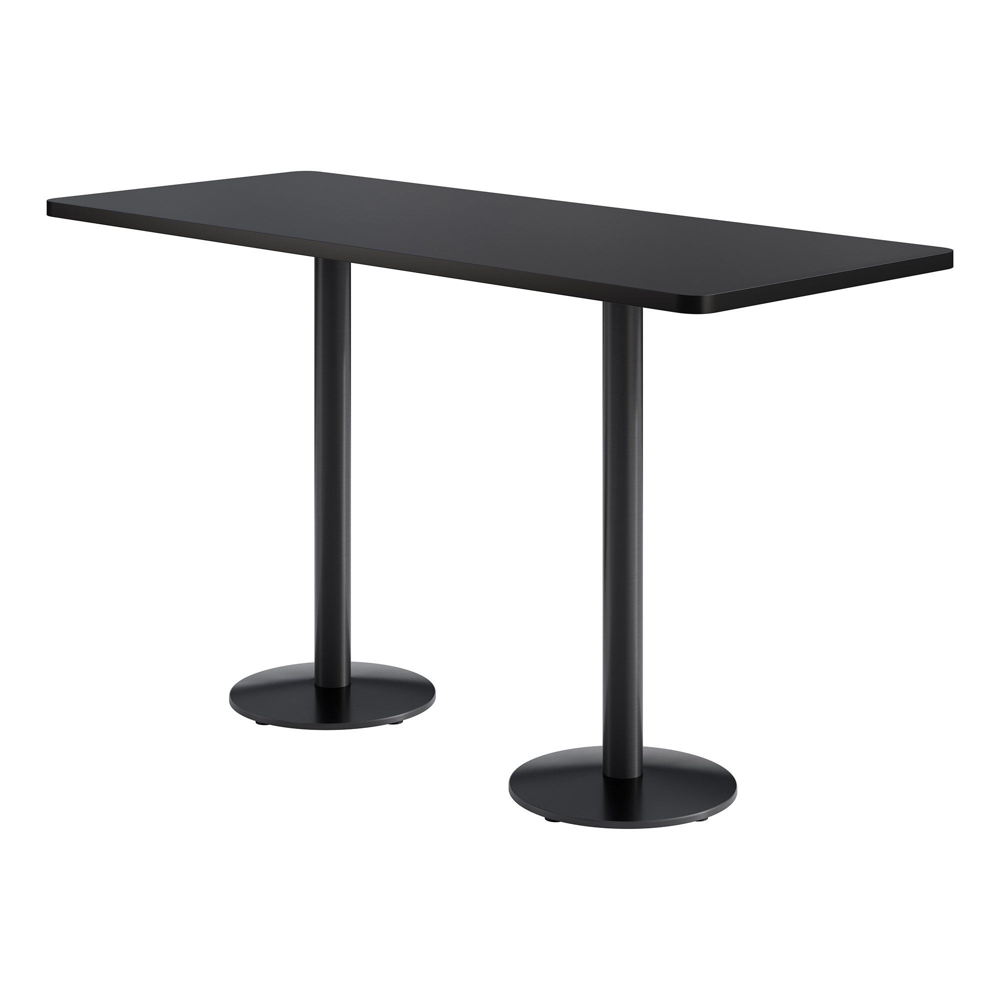 Rectangle Pedestal Bar-Height Café Table w/ Round Base