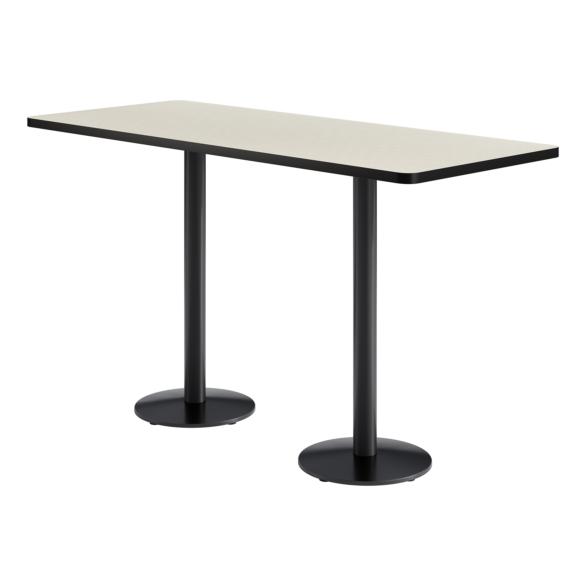 Rectangle Pedestal Bar-Height Café Table w/ Round Base