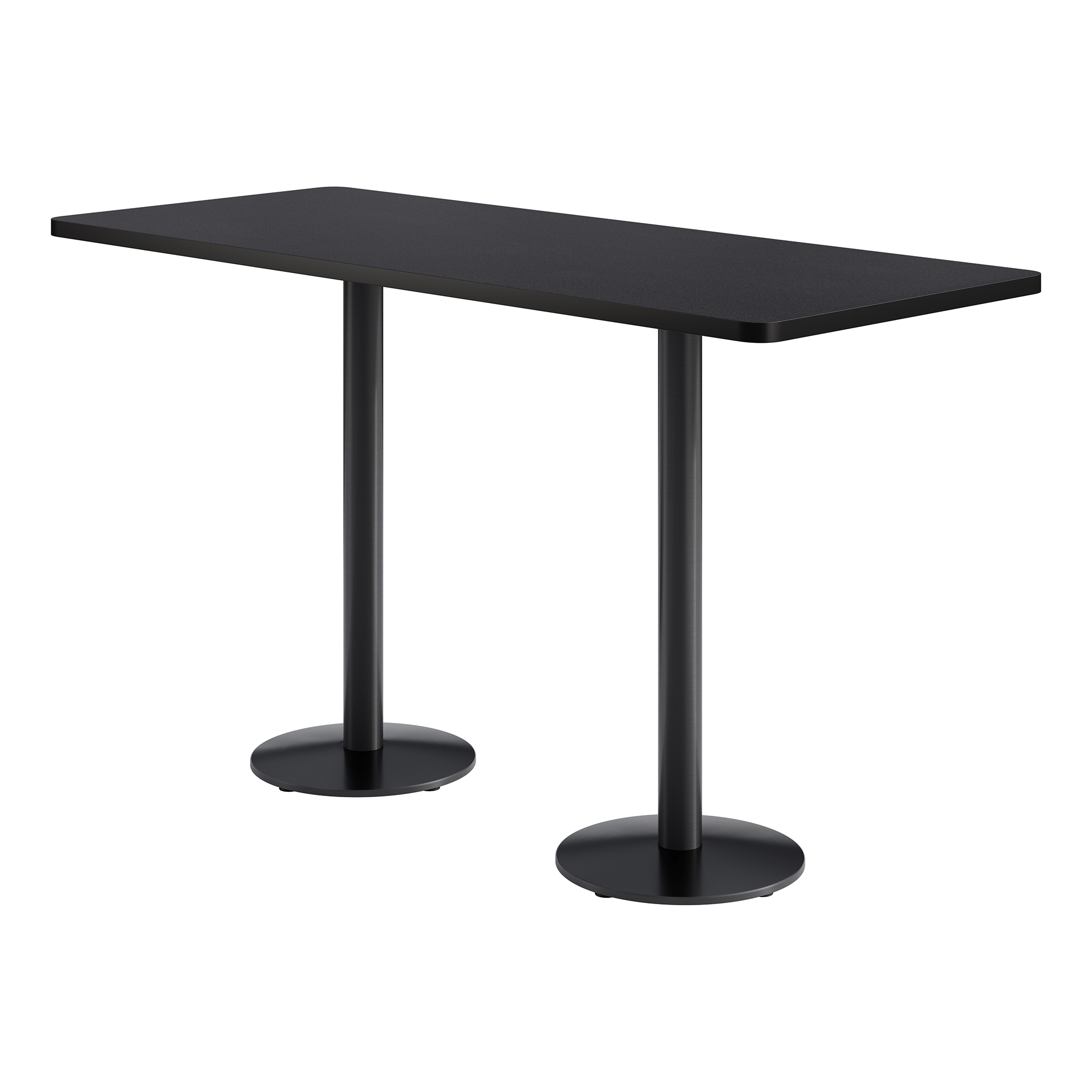 Rectangle Pedestal Bar-Height Café Table w/ Round Base