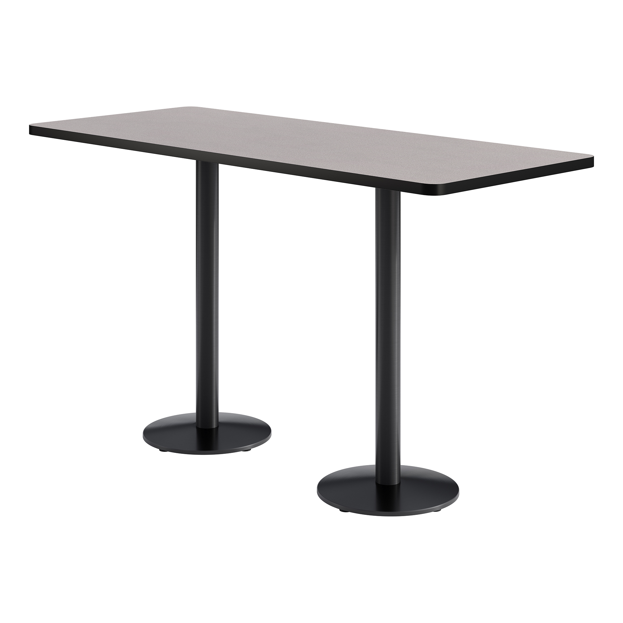 Rectangle Pedestal Bar-Height Café Table w/ Round Base