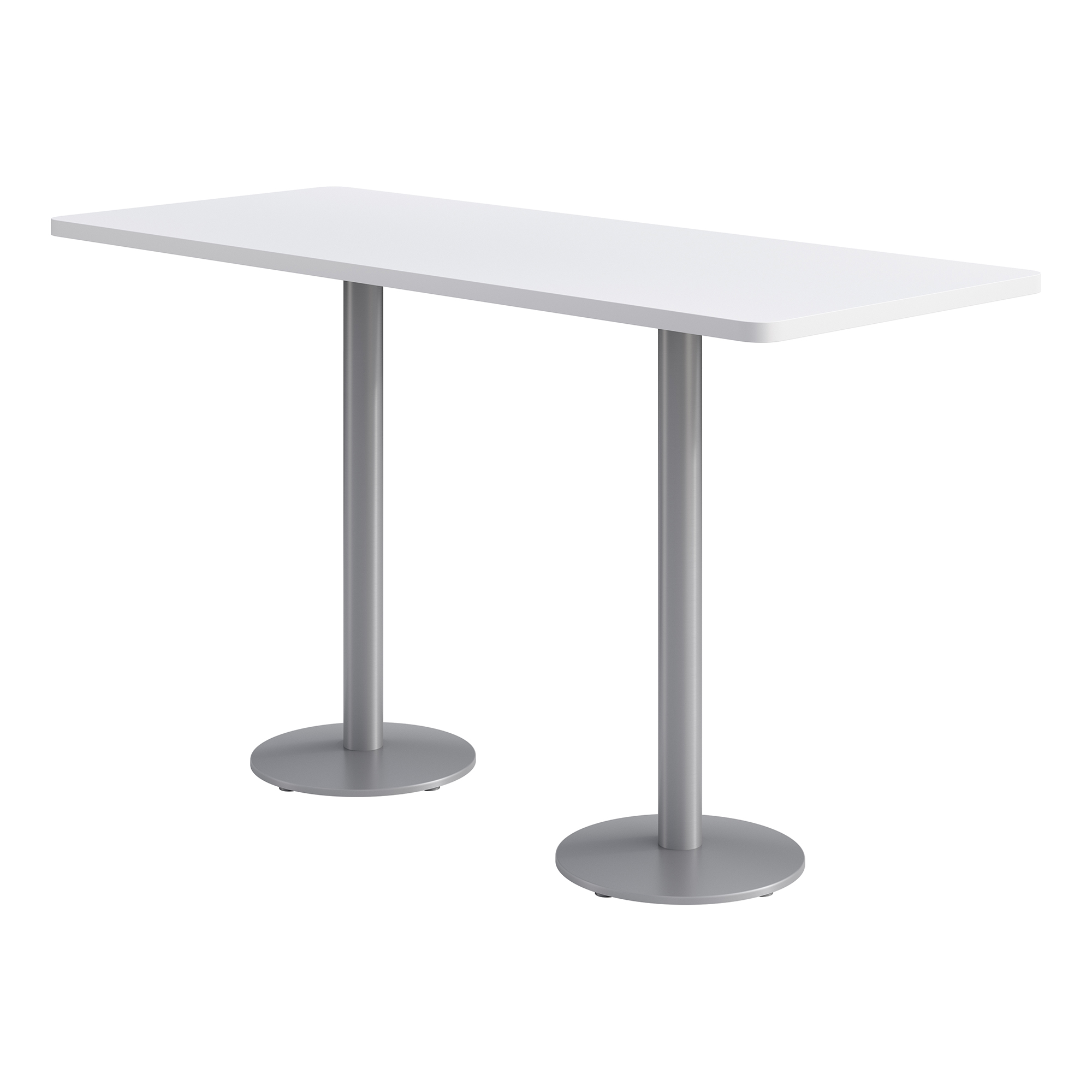 Rectangle Pedestal Bar-Height Café Table w/ Round Base