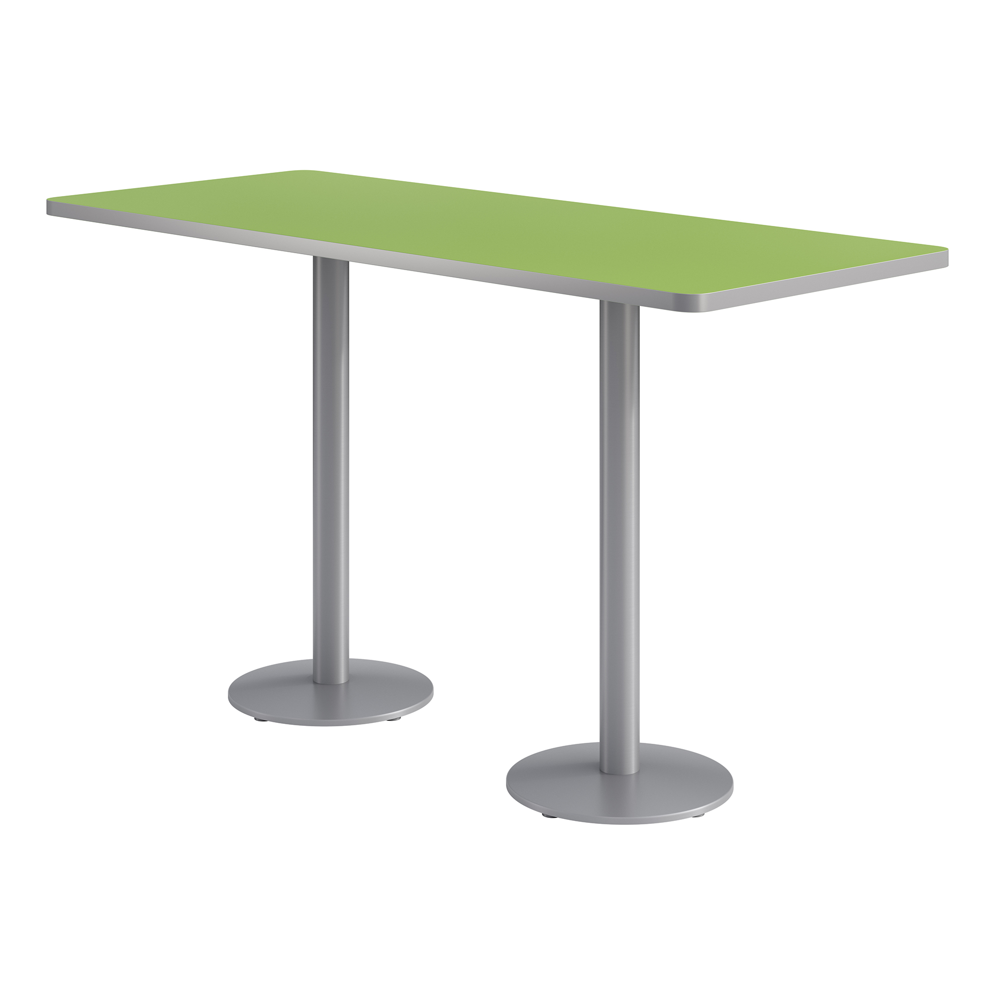 Rectangle Pedestal Bar-Height Café Table w/ Round Base