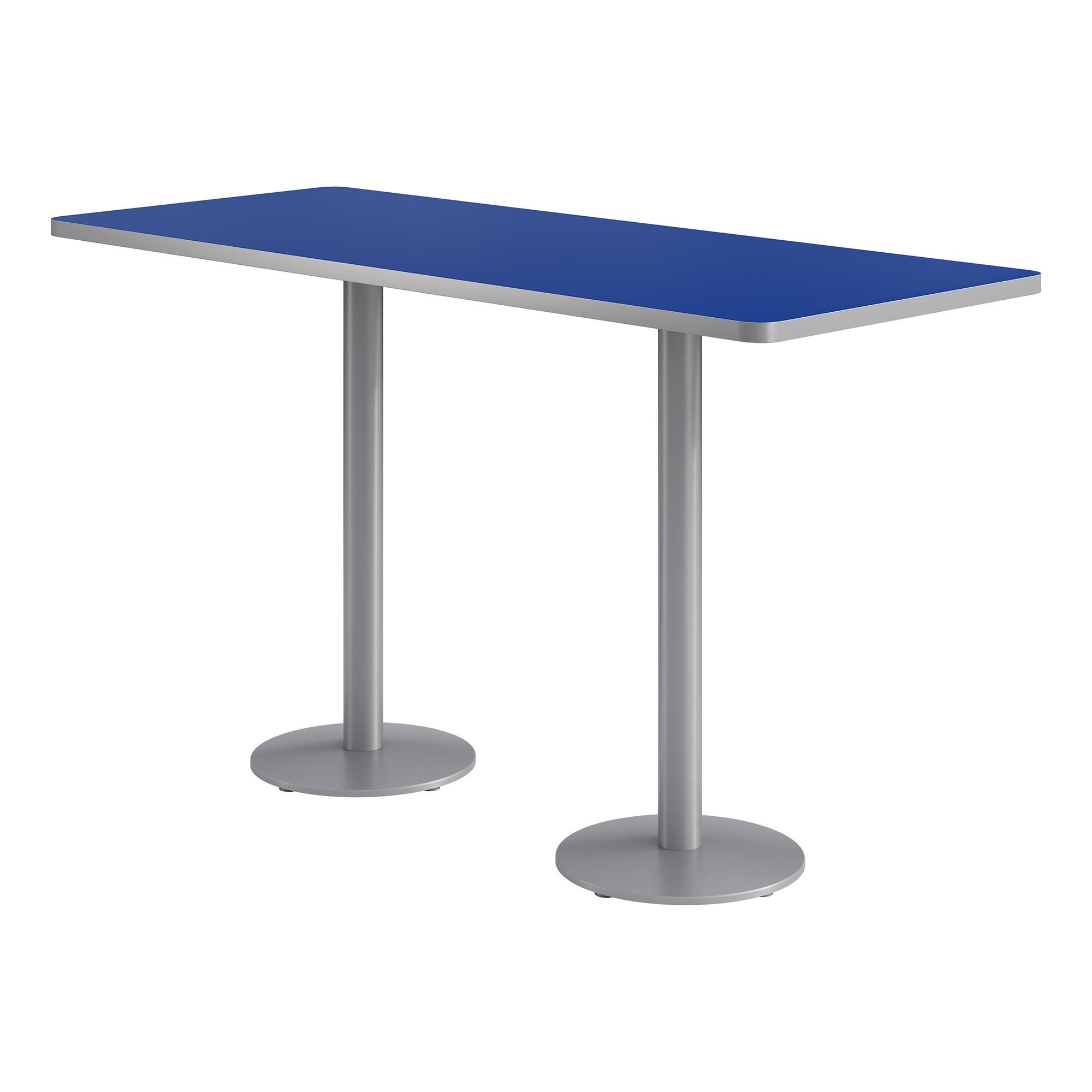 Rectangle Pedestal Bar-Height Café Table w/ Round Base