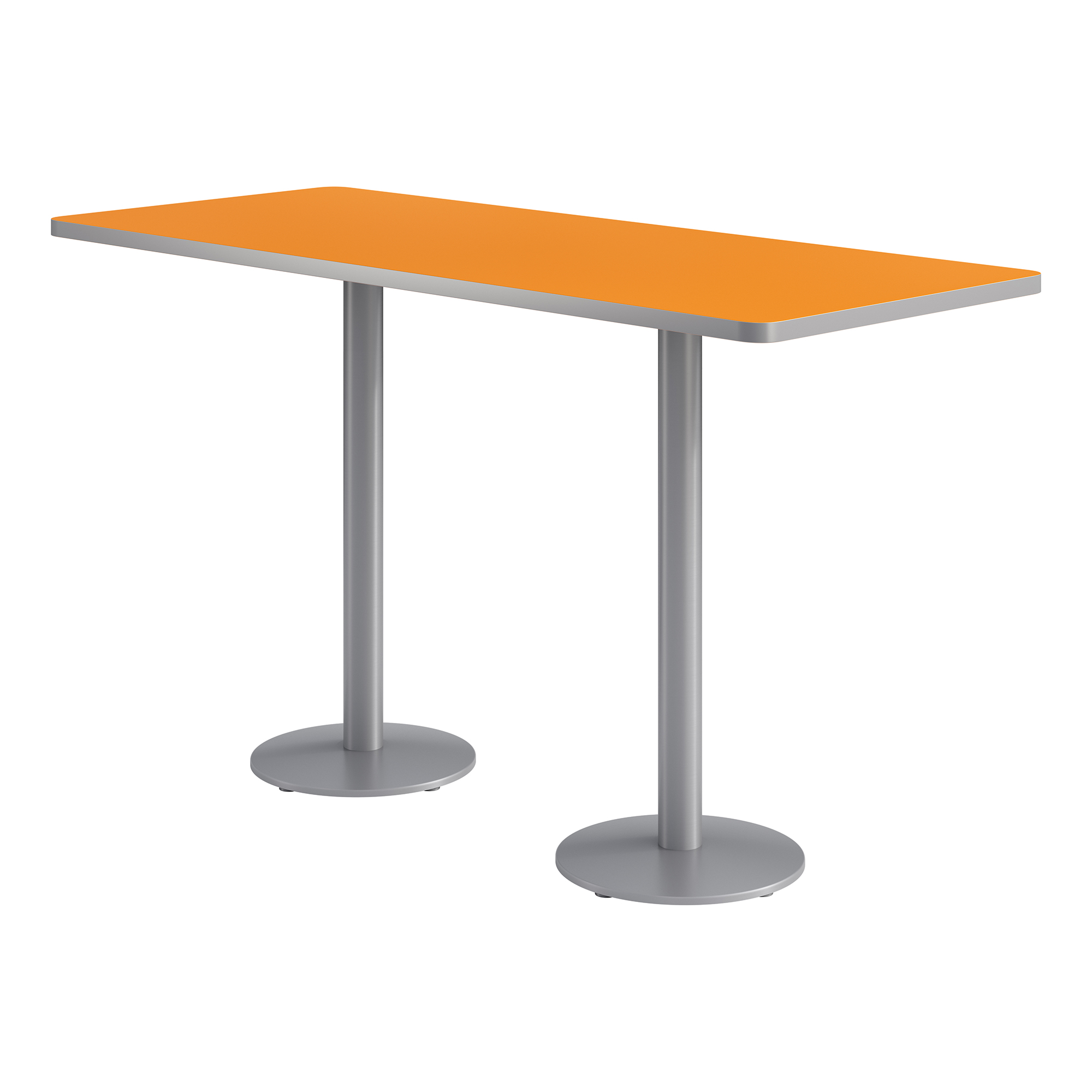 Rectangle Pedestal Bar-Height Café Table w/ Round Base