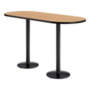 Racetrack Pedestal Bar-Height Café Table w/ Round Base