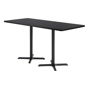 Rectangle Pedestal Bar-Height Café Table w/ X Base