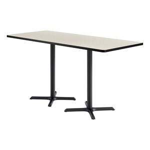 Rectangle Pedestal Bar-Height Café Table w/ X Base