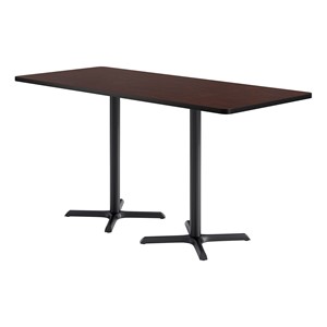 Rectangle Pedestal Bar-Height Café Table w/ X Base