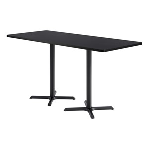 Rectangle Pedestal Bar-Height Café Table w/ X Base